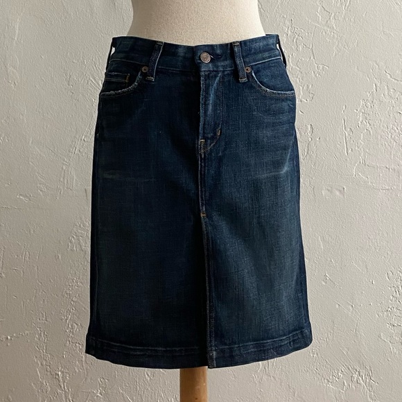 CITIZENS OF HUMANITY SOPHIA BLUE DENIM KNEE LENGTH JEAN PENCIL SKIRT SIZE 26 - Picture 2 of 12